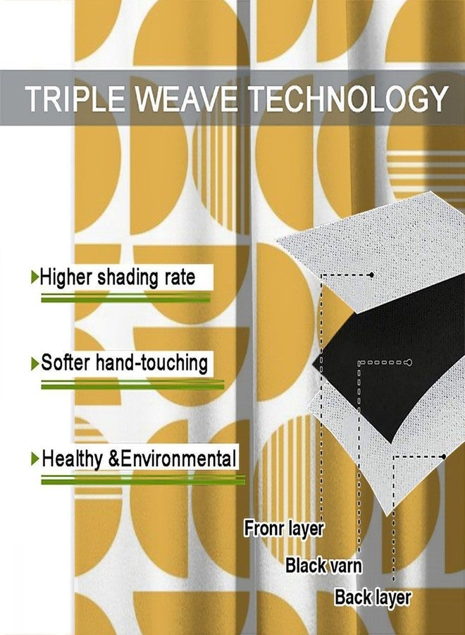 KANEPE Geometry Curtains, Yellow Modern Mid Century Aesthetics Circle Pattern Blackout Window Treatments, Rod Pocket Thermal Insulated Drapes 2 Panel Sets for Bedroom Living Room, 42" W X 45" L - Image 4